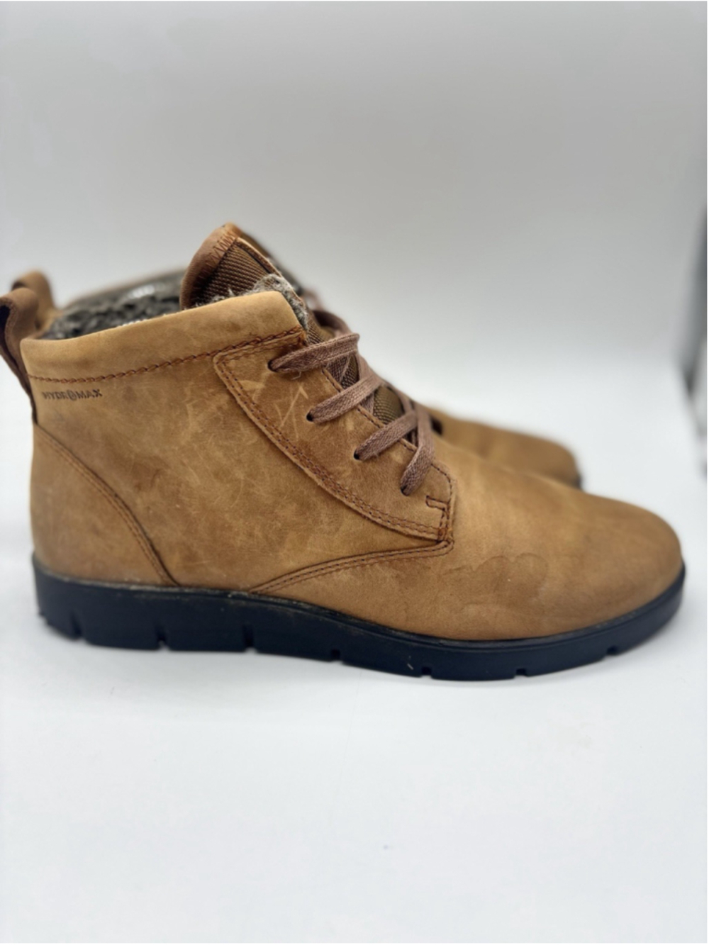 ECCO Hydromax Womens Ankle Boots Tan Nubuck Leather‎ Lined US 8-8.5 EU 39